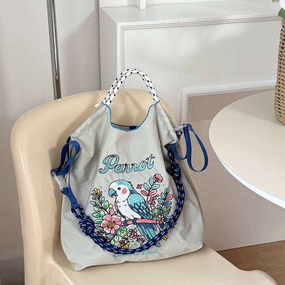 GUANchain Umweltfreundliche Damen-Handtasche: Exquisite gestickte Nylon-Einkaufstasche mit einer Schulter