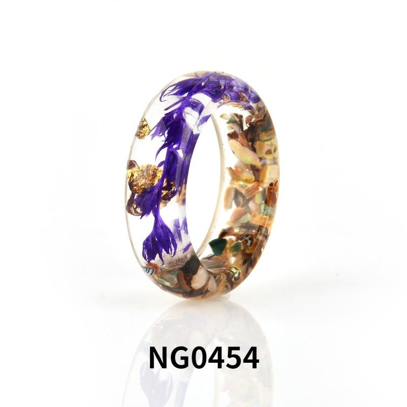 New Dried Flower Resin Ring, Forest Series Small Fresh Handmade Dried Flower Gold Foil Color Fine Epoxy Ring
