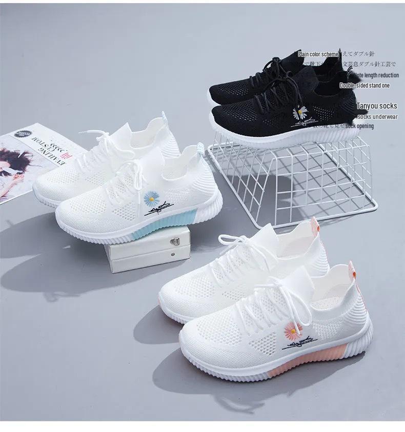 Women's Summer 2025 Breathable White Mesh Sneakers - Versatile Casual Shoes