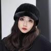 Mink Hat Women's Autumn and Winter New Mink Fur Straw Hat Winter Mink Hat Middle-aged and Elderly Grandma Cold-proof Mink Hat