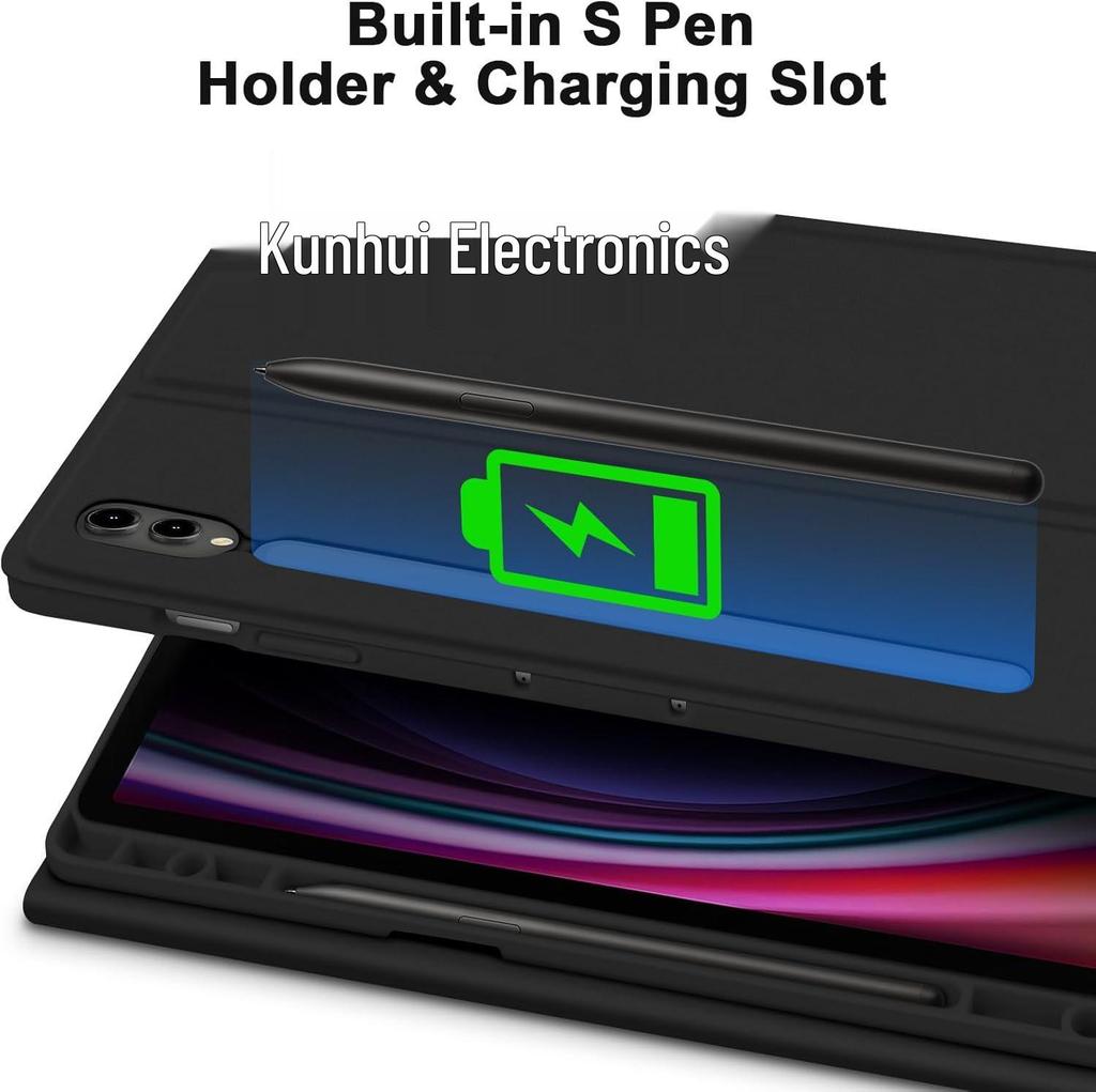 Samsung Galaxy Tablet Bluetooth Keyboard & Magnetic Leather Case for S10+/S9+/S7FE/S8+ with Pen Slot