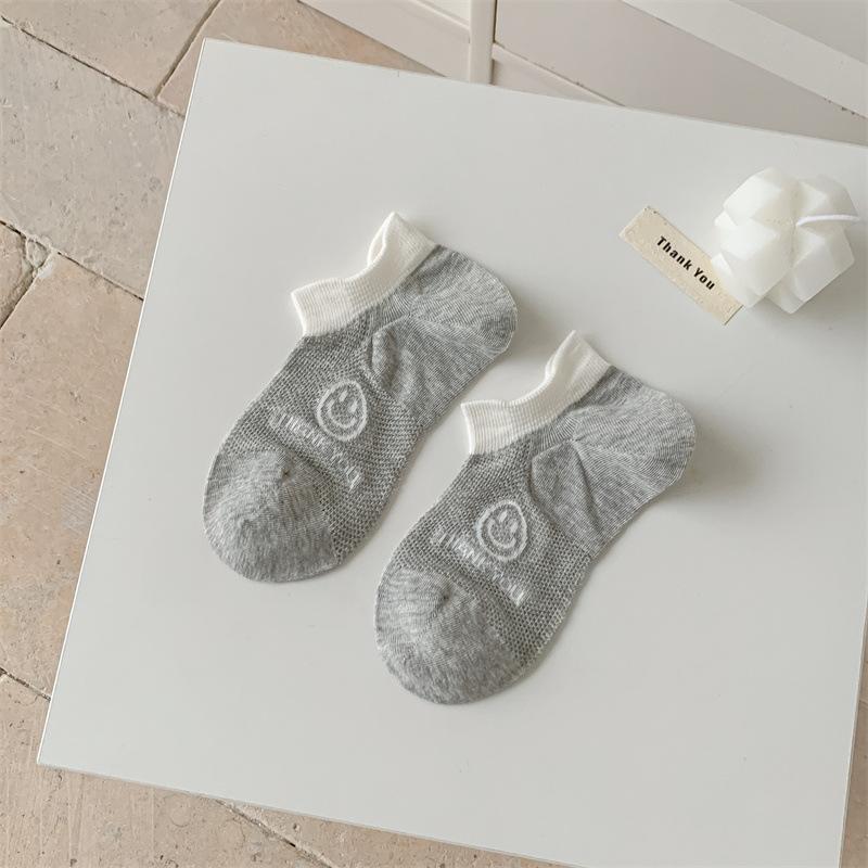 Ladies Spring and Summer Thin Cute Cartoon Net Eye Shallow Mouth Boneless Low Top Cotton Socks