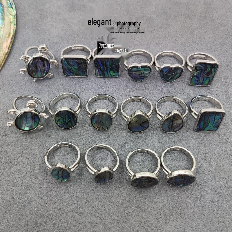 Teardrop Abalone Shell Turtle Ring – European & American Style Jewelry