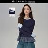 Women's Faux Two-Piece Striped Long Sleeve T-Shirt