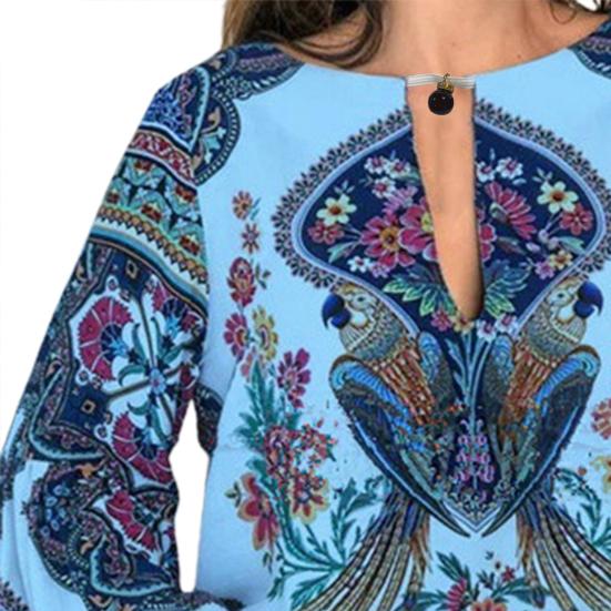 Dámská košile Barevný potisk Dlouhé rukávy Posádka Výstřih Bohaté barvy Retro Volný svetr Etnický styl Kulatý výstřih Dámská halenka Ženy Oblečení