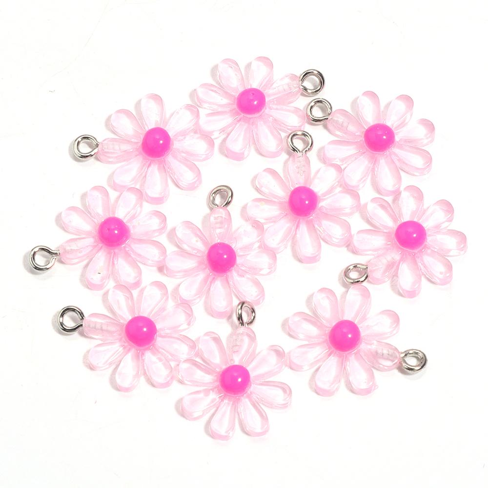 10pcs/Lot Resin Daisy Flower Pendant Colorful Glossy Surface Flower Charm For Jewelry Making DIY Keychain Earring Charm Pendant