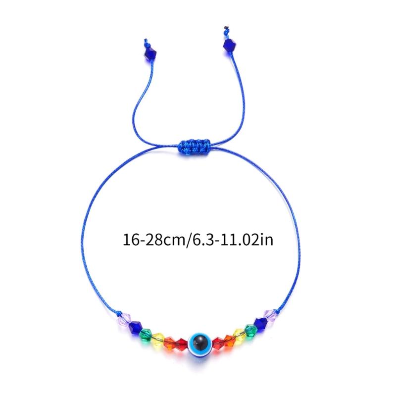 Handcrafted Rainbow Bead Bracelets Adjustable Size Knotted Rope Evil Eye Hanadchain Rainbow Bead Bracelets Women Girl