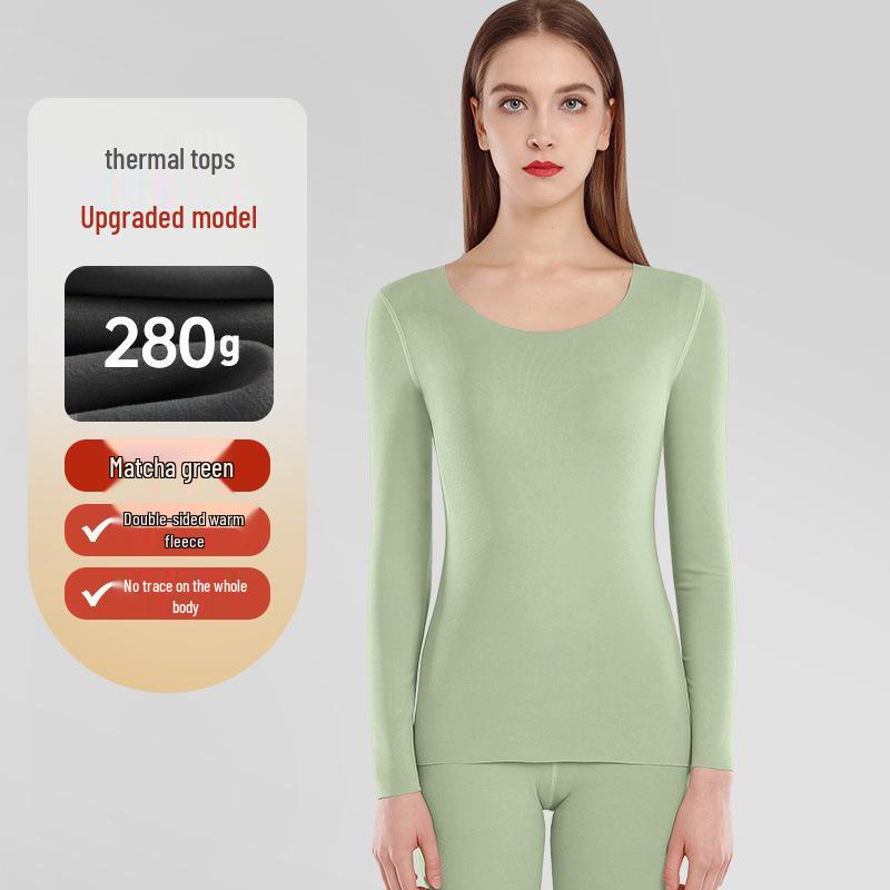 Velvet Women's Seamless Thermal Fleece-Lined Underwear Set for Autumn Winter