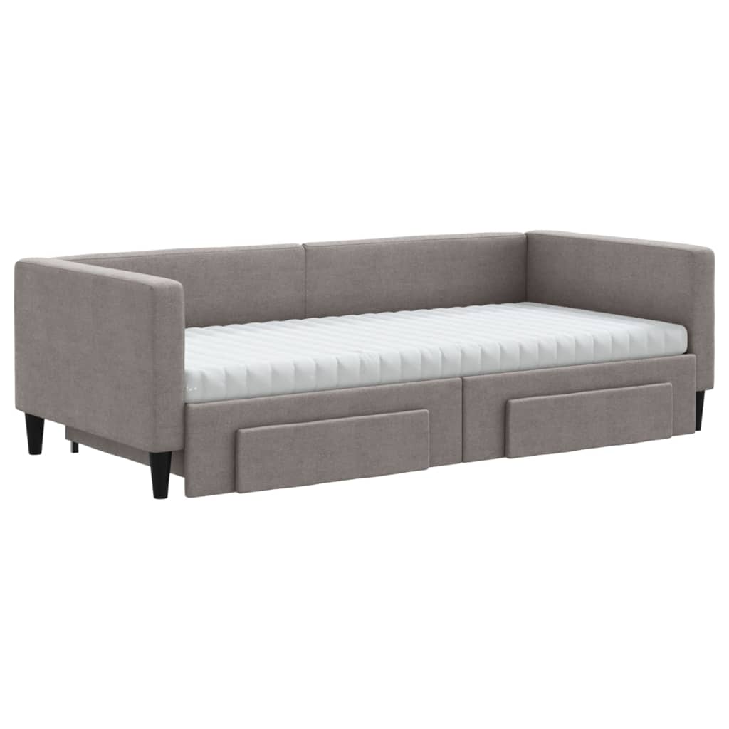 Pull Out Daybed with Drawers Taupe 90x200 Cm Fabric