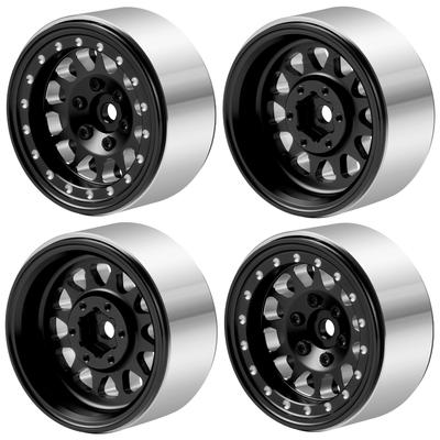 RCMAZO 1.3" Aluminum Beadlock Wheel Rim with Negative Offset 1.3" Wheel Hub for SCX24 TRX4M 124 118 RC Crawler Car Upgrade (Black)