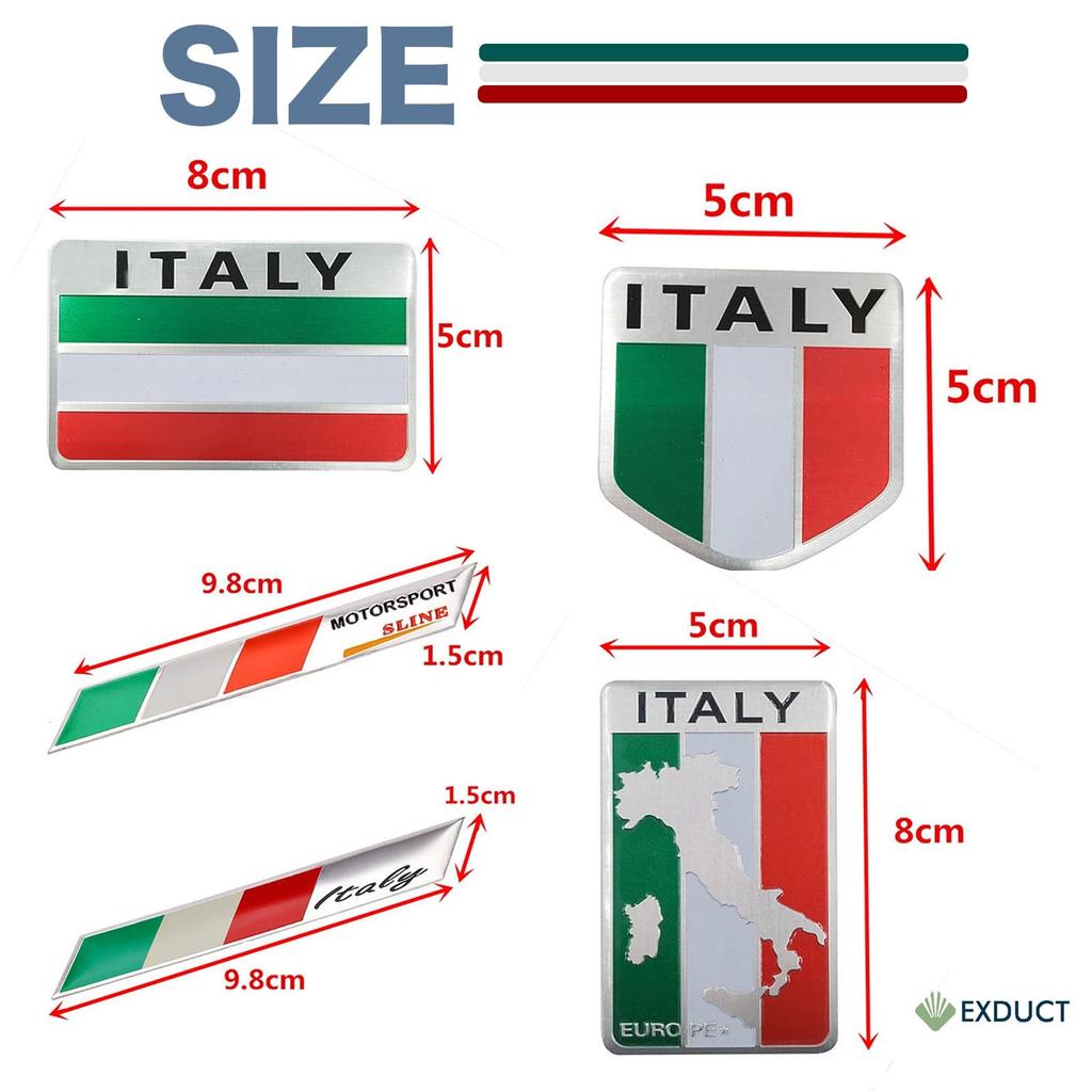 EXDUCT Aluminum Plate Italy Emblem Decoration Sticker National Flag Car