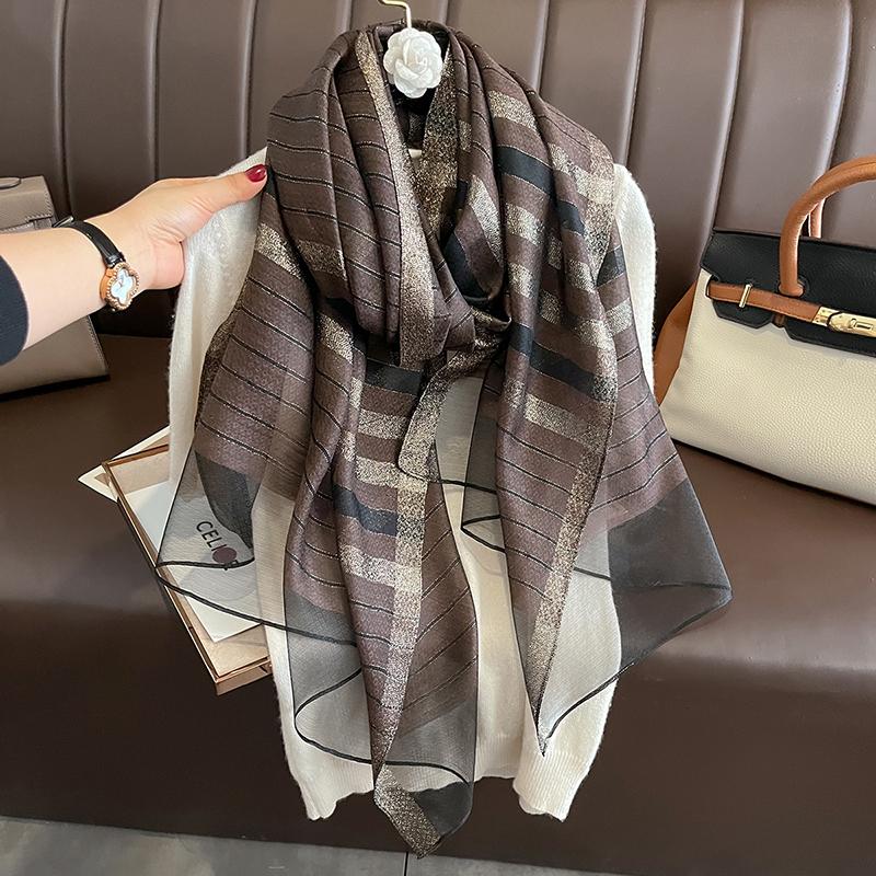 

Роскошный новый длинный шелковый шарф для женщин, пляжный хиджаб, элегантные шали, женские шерстяные повязки на голову, клетчатая бандана Echarpe Bufanda 75x190cm