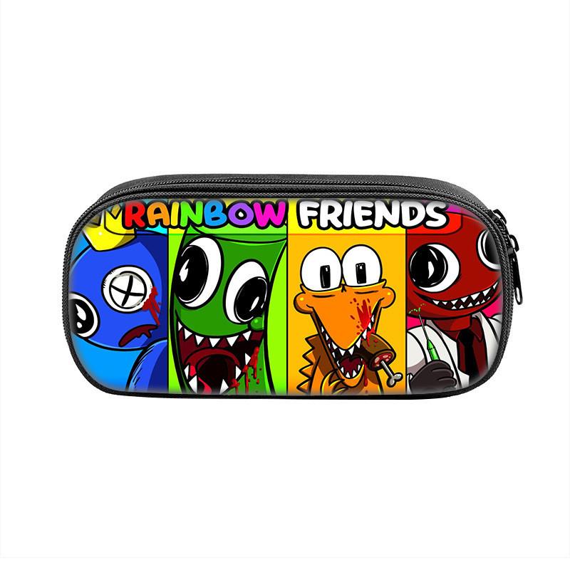 Rainbow Friends Cartoon Pencil Case With Durable Nylon Material Large Capacity School Storage