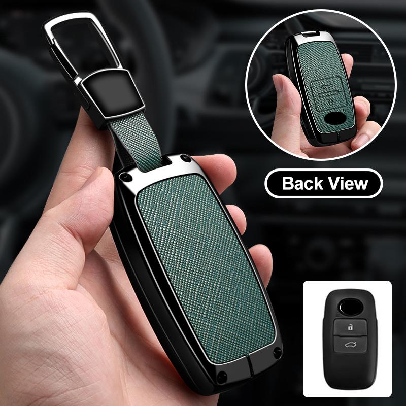 Zinc Alloy Leather Car Remote Key Case Cover Shell for Toyota Yaris Ativ Raize Veloz Avanza Rush Auto Keychain Accessories