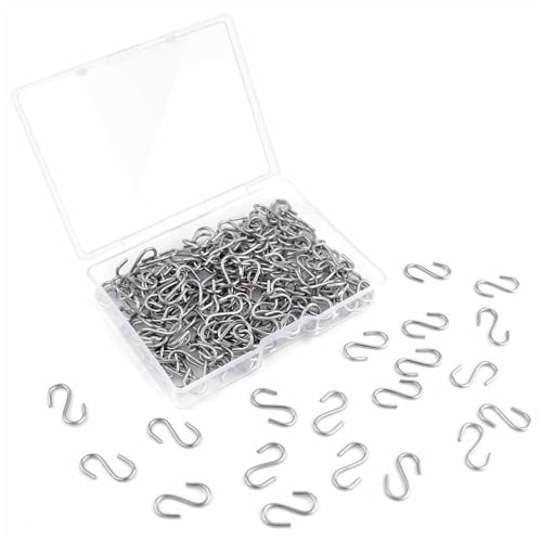 Mini S-Hooks, Stainless Steel, Hanging Hooks, 100-Pack, Rust-Resistant, 1.4cm, Silver