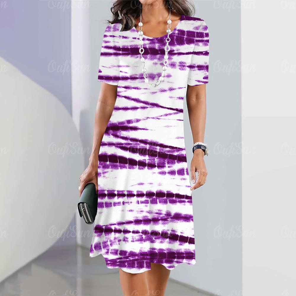 Nové dámské šaty Grafický potisk Elegantní a krásné Midi šaty Plus size Dámské Letní Jednodílné šaty