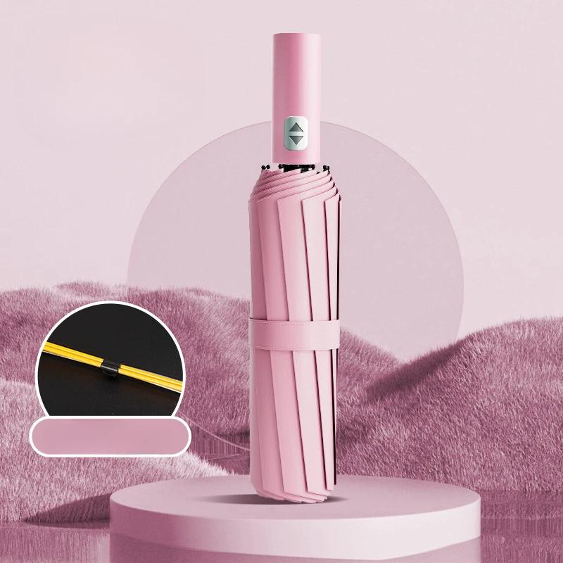 

Ветрозащитный Прочный Автоматический Складной Зонт Усиленные Ребра из Стекловолокна, Защита от Солнца и Дождя UV 50+ Зонты для Мужчин Женщин Iron&24K розовый