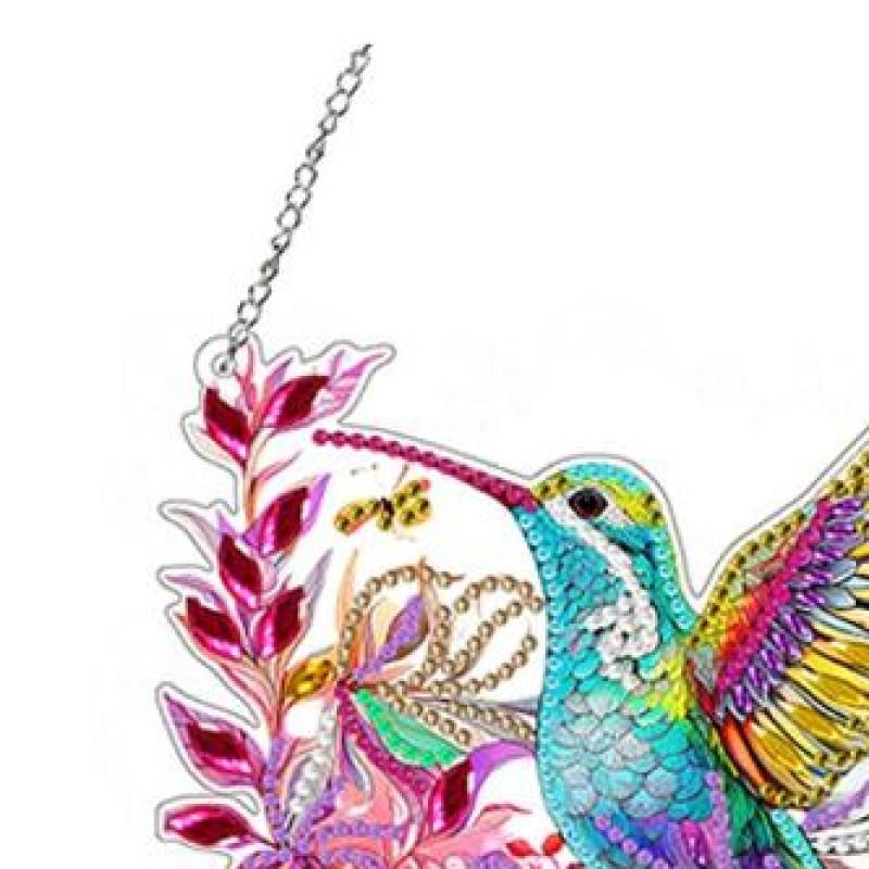 Acrylic Hummingbird Butterfly Dragonfly Diamond Painting Hanging Ornaments Kit Rhinestone Diamond Art Window Pendants for Adults