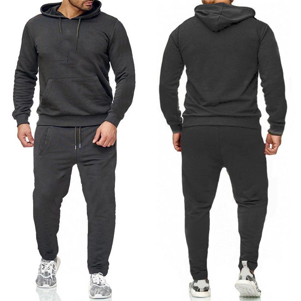 Men's Trendy Hooded Sweatshirt Two-Piece Set for Spring & Autumn