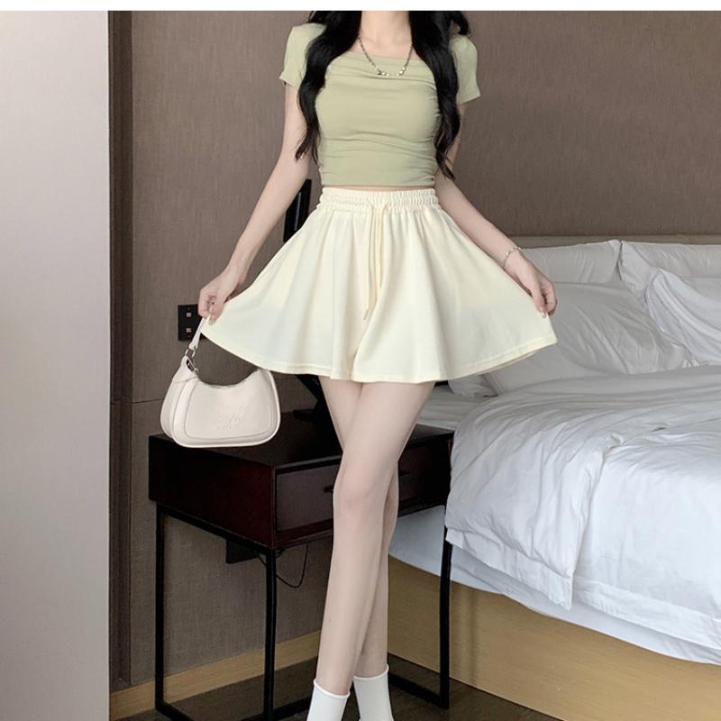 Pantaloni scurți la modă de vară pentru femei Pantaloni scurți sport de culoare uni Pantaloni versatili ocazionali cu talie înaltă Purtând pantaloni fierbinți în exterior