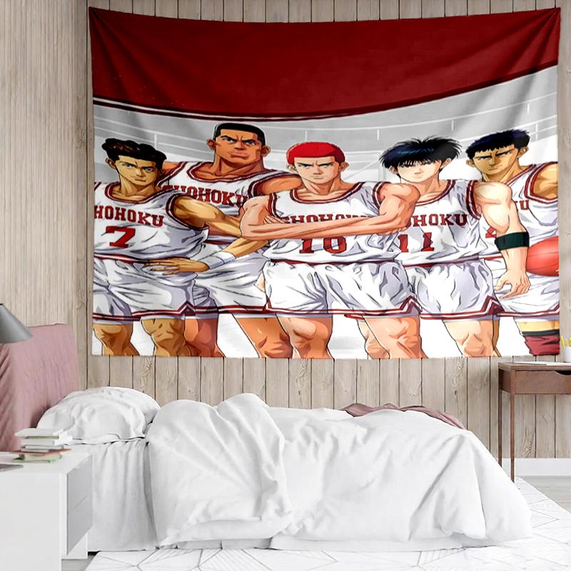 Slam-Dunk Print Tapestry, Backdrop, Easy Setup, Ideal for Bedroom, Office & Living Room, with Aesthetic Wall Hanging Decor.