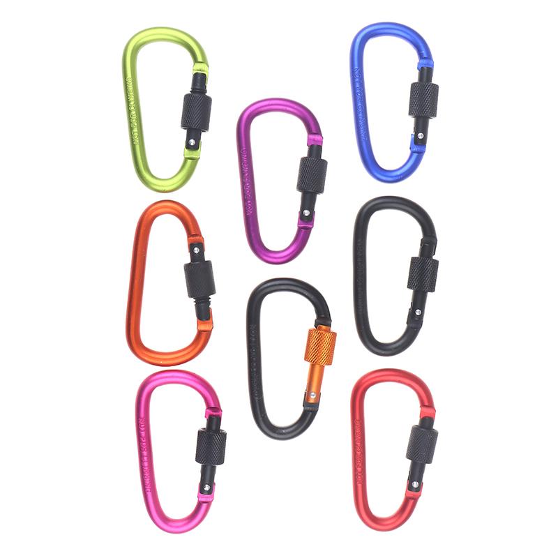 4Pcs 7.5*4.0cm D-shape Aluminum Alloy Carabiner Clips With Screw Gate Carabiners Hiking Clips EDC Outdoor Camping Equipment Hook