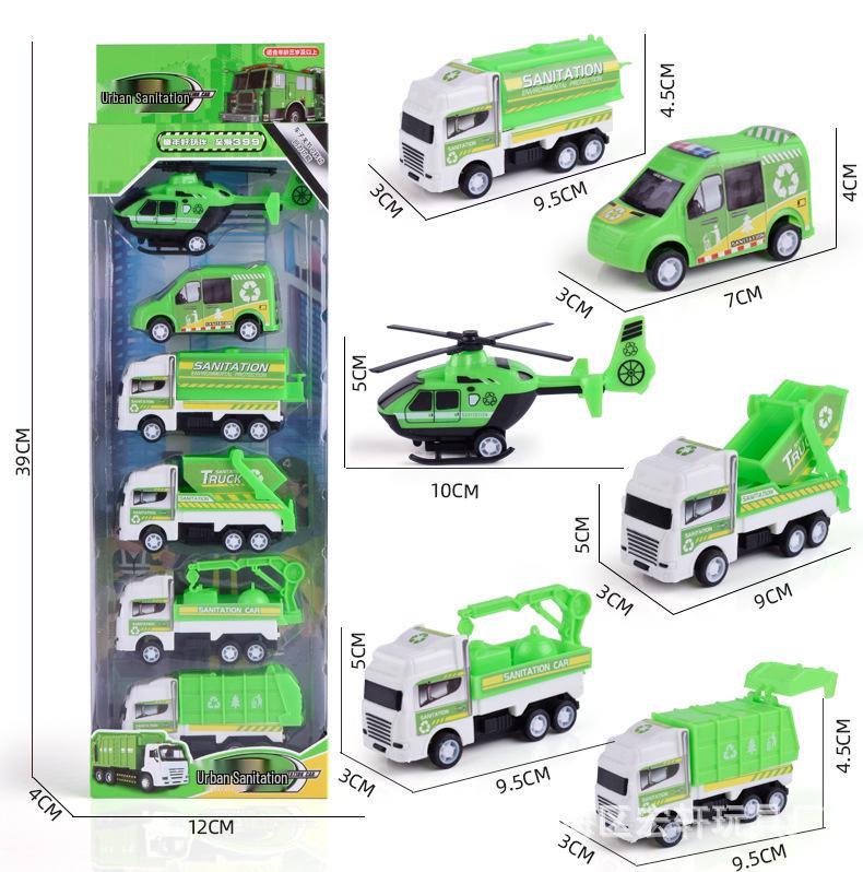 Pull-Back Engineering Vehicles Toy Set for Kids - Fire Trucks & Military Cars