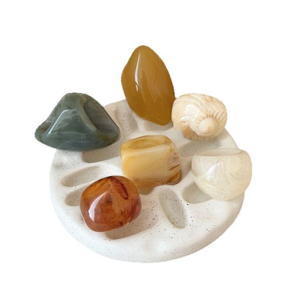 Melard Color Acrylic Geometric Ring Oval Wide Irregular Ring Unique Transparent Resin Ring  Jewelry