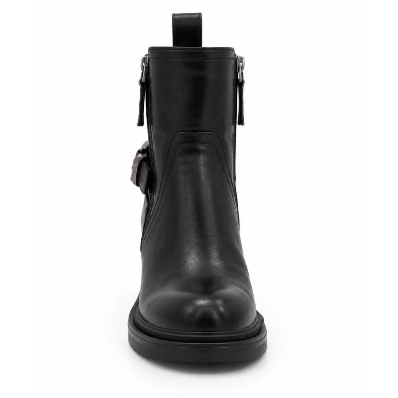 Botín Negro Tacón Medio Hebilla Lateral Montevita 105417