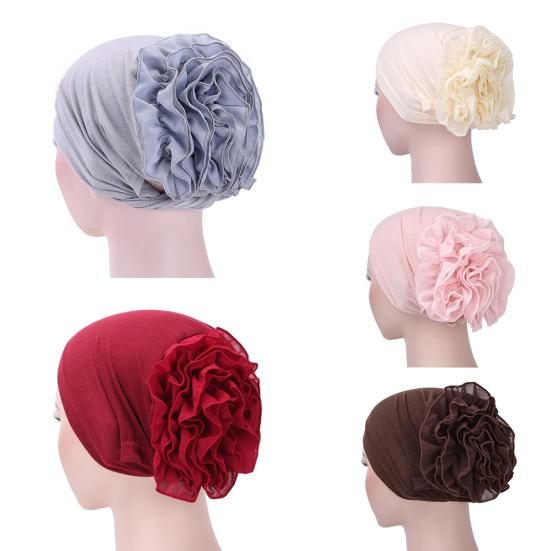 Women Lady Solid Color Head Scarf Flower Hat Cap Cotton Bandana Headwrap