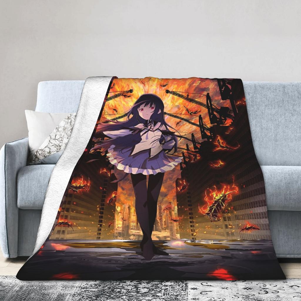 Puella Magi Madoka Magica Blanket Fleece Air Conditioning Cartoon Breathable Soft Throw Blankets for Home Plush Thin Quilt