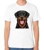 Smiling Rottweiler Dog Face Illustration T-Shirt Loyal Pet Lover Unisex Tee