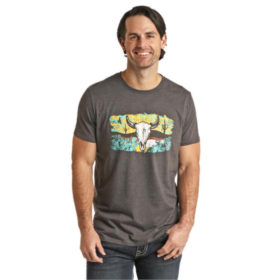 Panhandle Unisex Bull Skull Cactus Graphic T-Shirt RRUT21R062-02 XXL