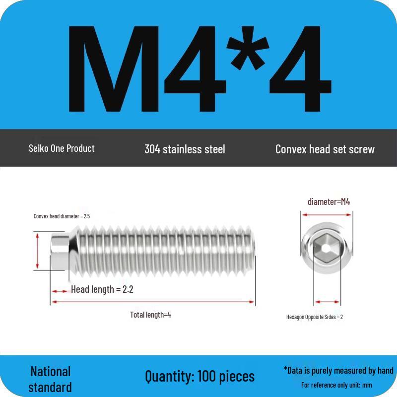 304 Stainless Steel Cup Point Grub Screw - Sizes M3 To M10