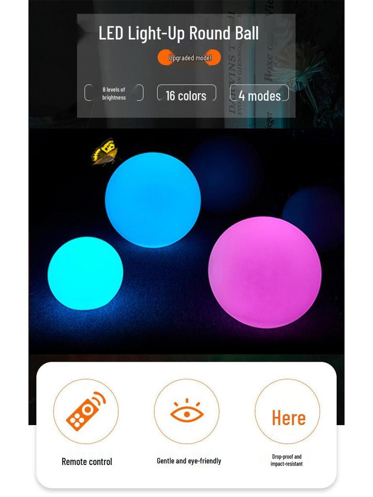 Remote-Control Seven-Color LED Night Light Sphere for Holiday Home Décor