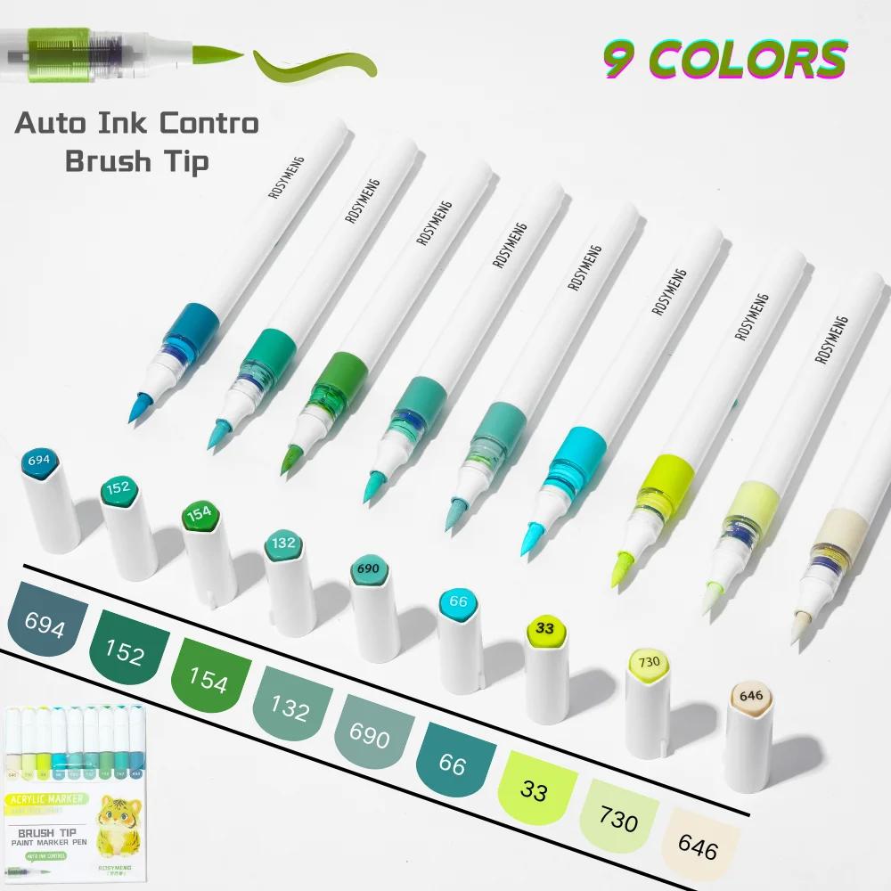 ROSYMENG 126/9 Colors Acrylic Paint Marker Pens Soft Brush Professional Drawing Pens PK LANGUO School Stationery Art Supplies
