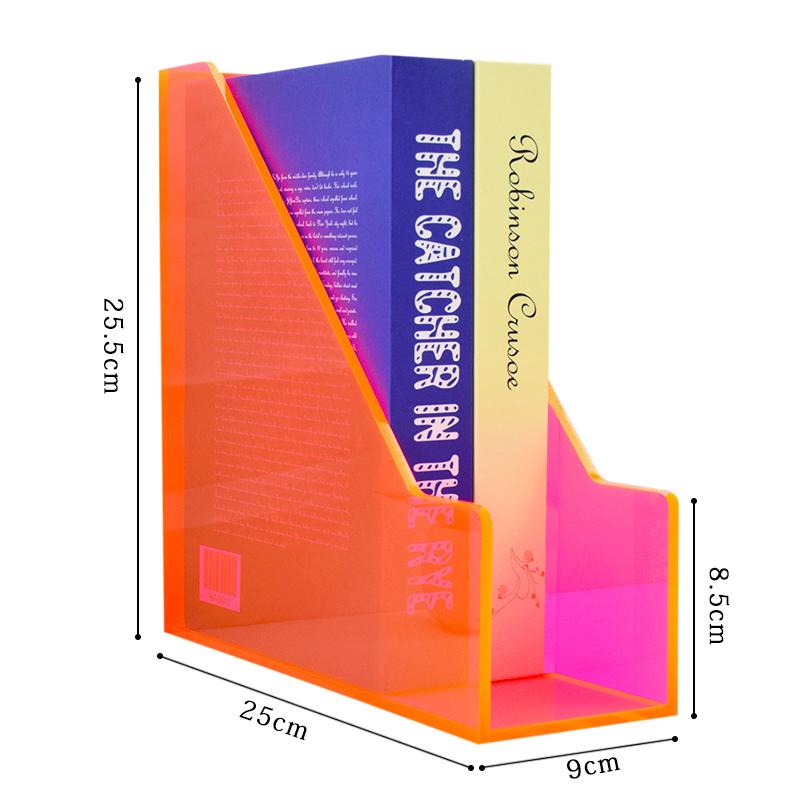 

Acrylic A4 File Storage Case Folder Storage Rack Color Book Storage Rack Desktop Stand Multi-functional Bookshelf Organizer рожевий