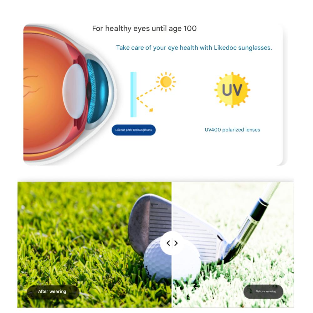 Likedoc unisex UV400 polarized sunglasses to wear over glasses