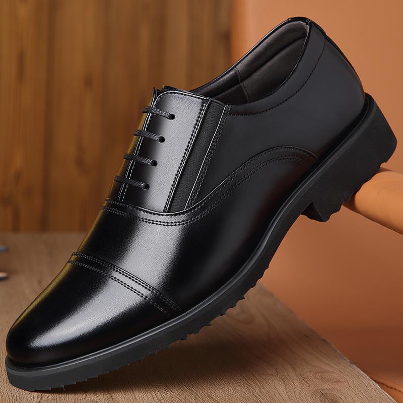 Fashion Leather Lace-Up Formal Business Shoes Comfortable Office Wedding Shoes for Men New Brand Flats Men's Classic Oxford Dress Shoes