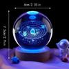 Umgebungslicht Saturn 3D Kugel Lampe Sonnensystem Kristallkugel mit Mehrfarbiger LED Lichtbasis Stimmungslicht Geschenke Geburtstag