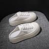 Half Dragged White Shoes for Women Breathable and Casual Canvas Shoes
