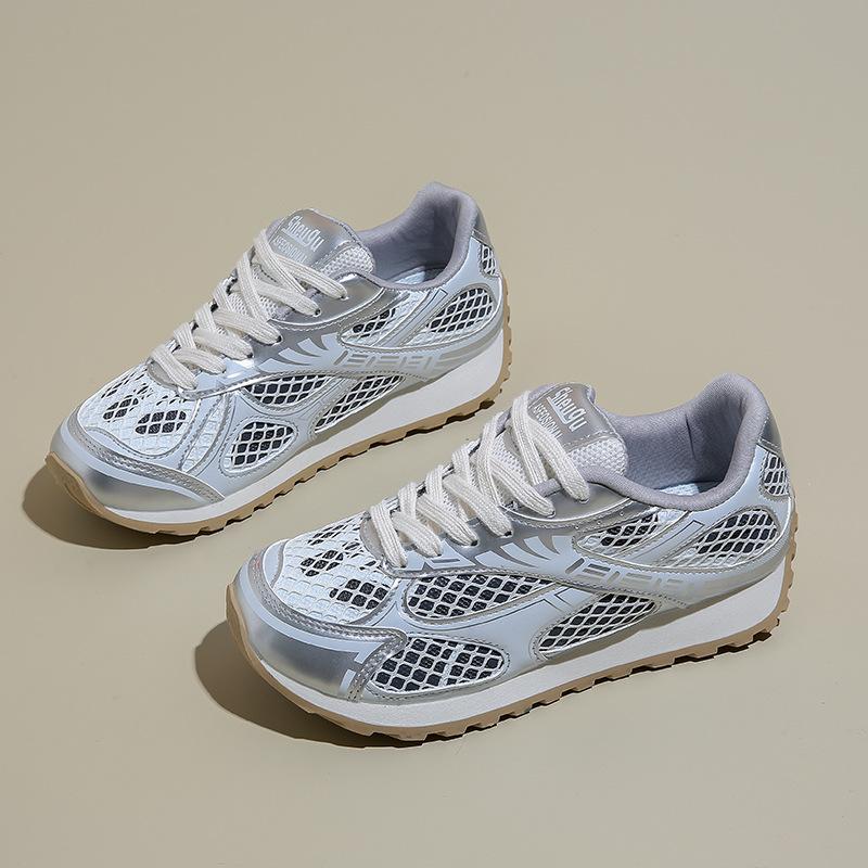 Fashion High Quality Casual Sneakers Women Lace-up Round Toe Running Shoes Woman Comfort Patchwork Flat Walk Shoes Female Sneakers Woman