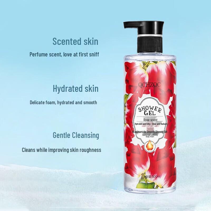 QCHZOC Rose Niacinamide Brightening Shower Gel (3 X 500ml)