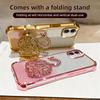 KEYSION Shockproof Plating Phone Case for iPhone 11 12 Pro Max Clear TPU Glitter Jewelled Swan kickstand Back Cover for iPhone 11