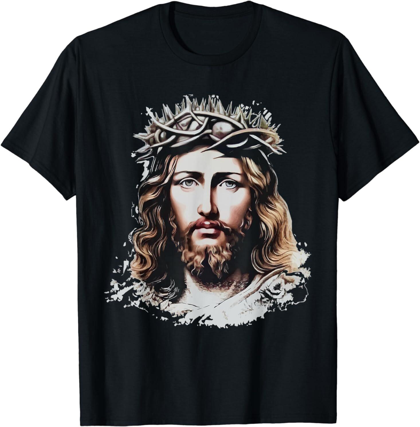 NEW LIMITED Face of Jesus Christ Crown Design Gift Idea Premium Tee T-Shirt S