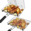 Bærbar grillkurv Sammenleggbar BBQ-grillkurv i rustfritt stål med håndtak for fisk Grønnsaker Reker Matlaging Kokekar Verktøy Nytt
