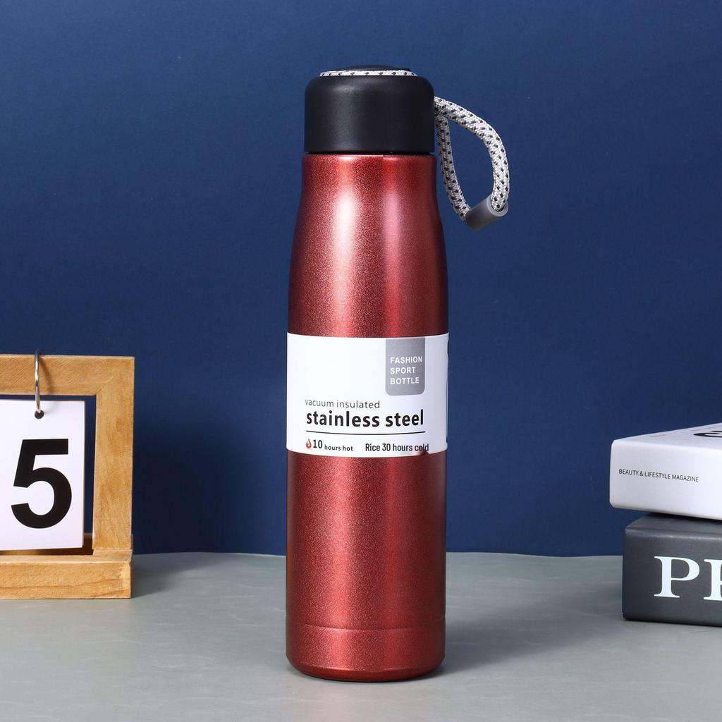 304 Stainless Steel Insulated Sports Water Bottle with Lanyard – Large Capacity, Knight Cup for Outdoor Activities