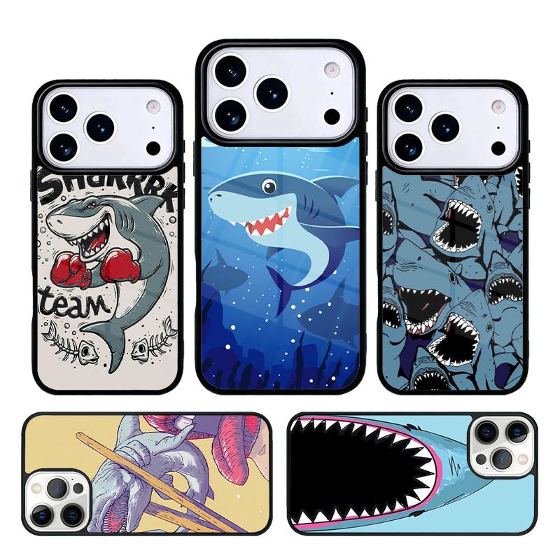 Cartoon Shark Phone Case Cover for IPhone 11 12 13 14 15 16e 17 Pro Max Coque for IPhone 17 Air