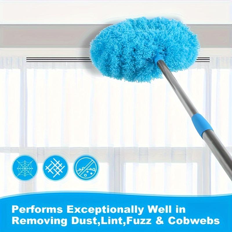 Long-Reach Microfiber Cleanning Duster Telescoping Pole&Ultre-Fine Fiber Head Efforless Dust Removal Perfect for Ceilings Furniture&Vehicles Clean