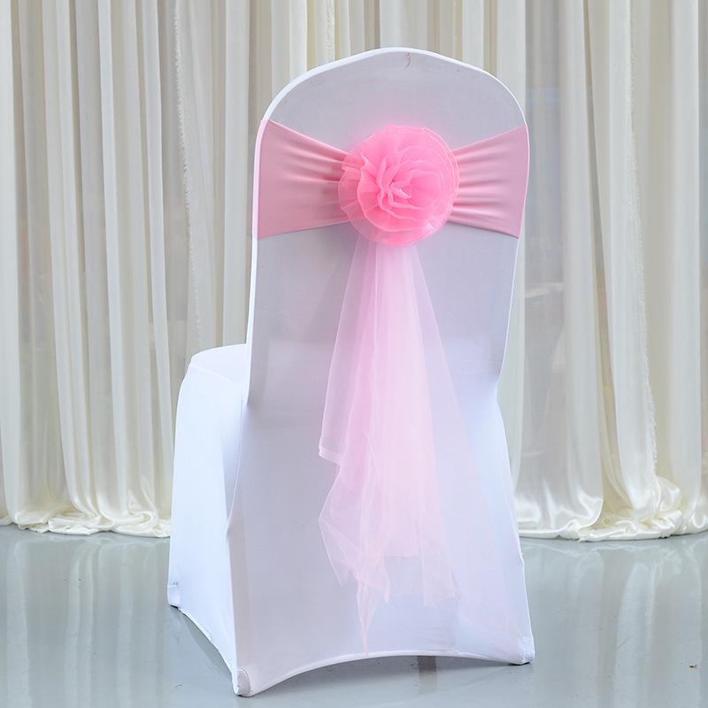 

Stretch Wedding Chair Cover with European Long Tail Bow Tie Regular розовый